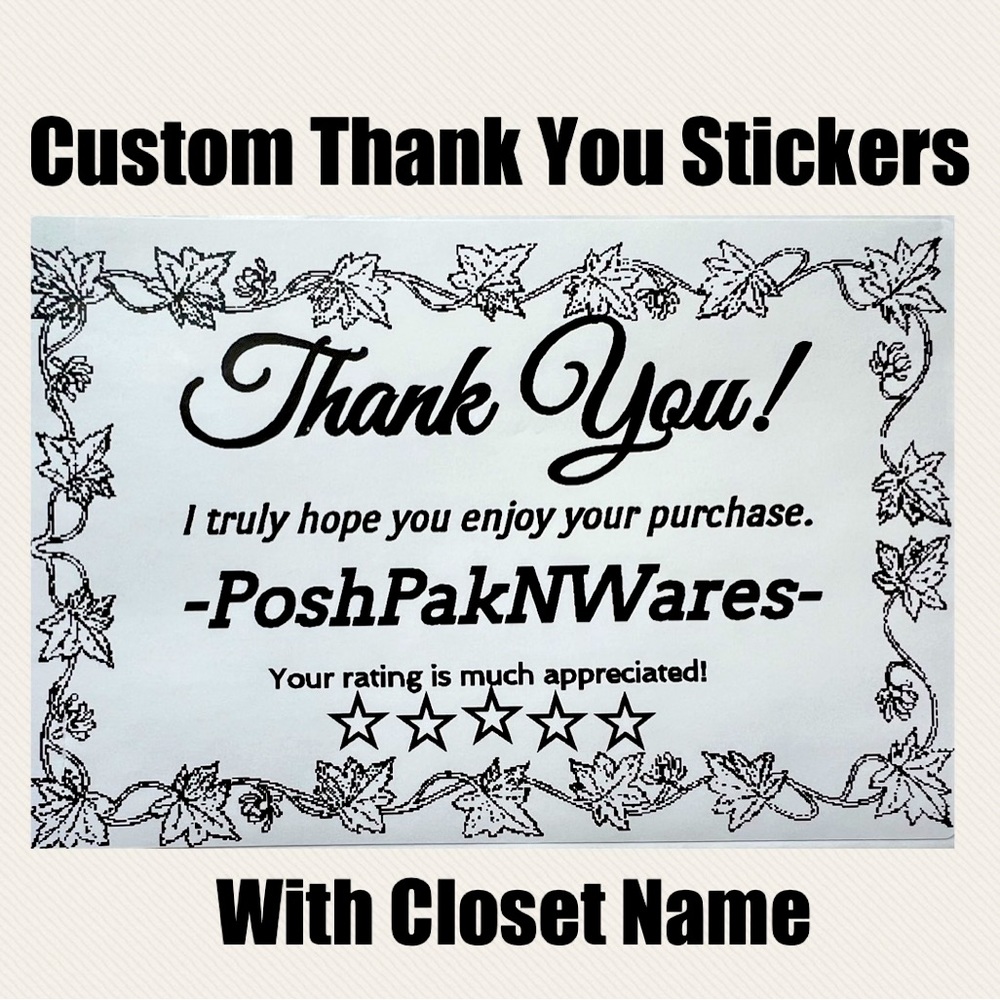 100 Custom Thank You Stickers  with posh closet name fall leaf design
